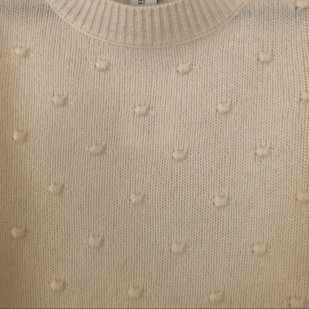 ♦️SOLD♦️Rachel Zoe Pom Pom Cream Cashmere Sweater - Picture 5 of 7